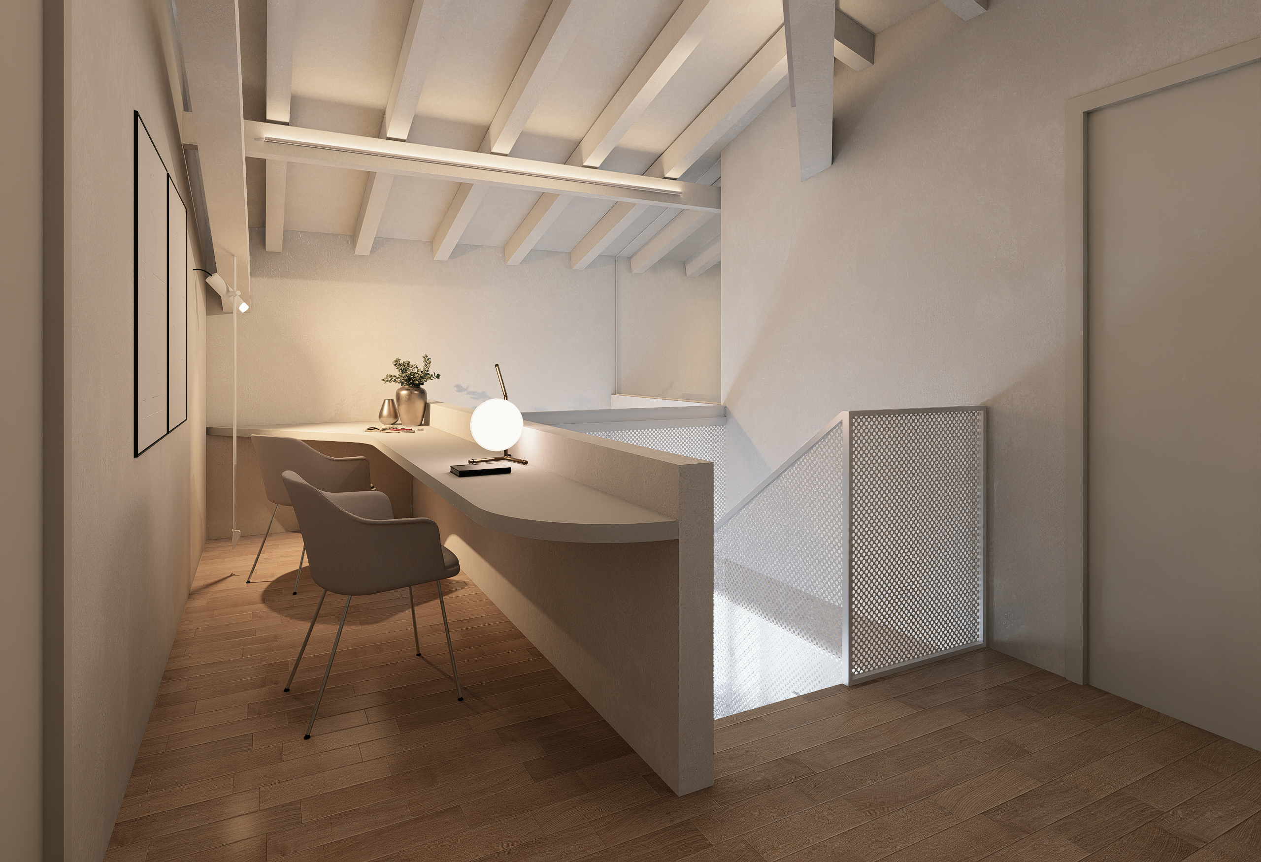 Studio in mansarda con vano scala